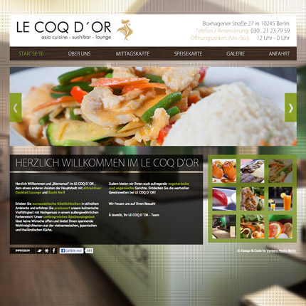 Le coq d'Or Restaurant - Webdesign